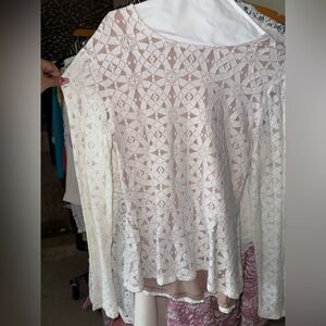 BCBG White Lace Blouse